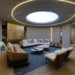 Modern Curved Luxury Sectional Sofa Collection with Integrated Display Side Table, Premium Leather & Fabric Upholstery